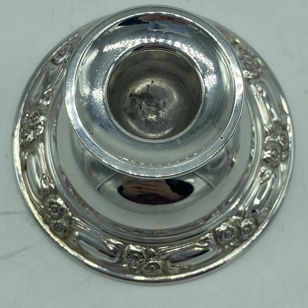 Oneida Park Lane Silver-Plated Candlestick Holders Pair Floral Rose Taper MCM